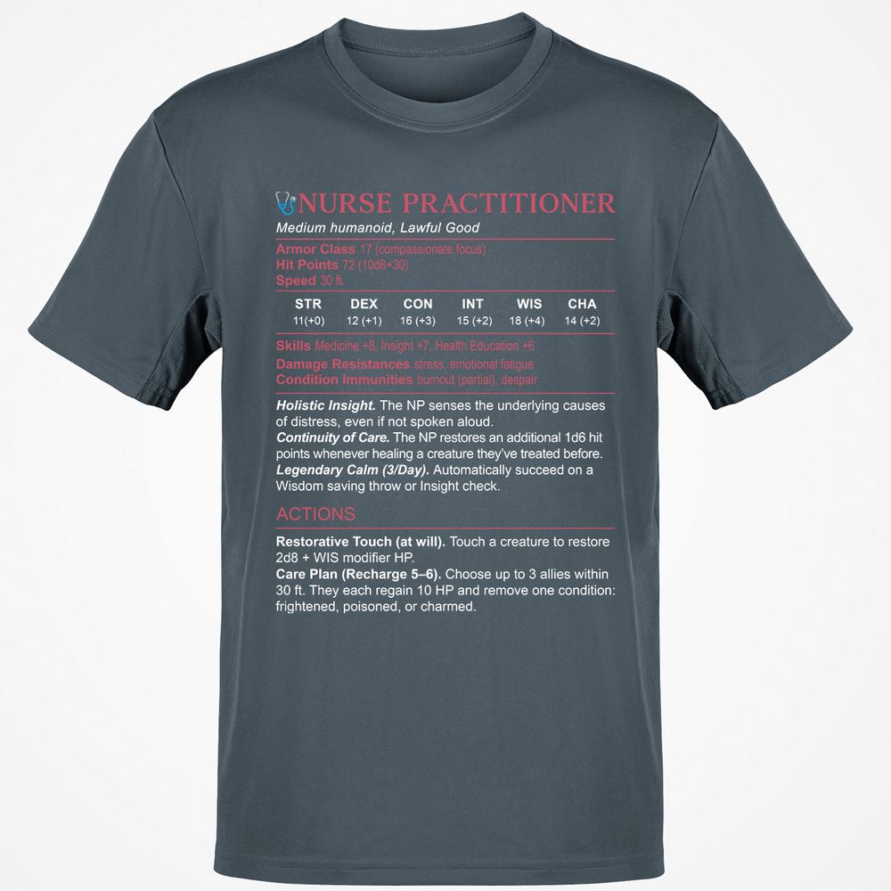 Nurse Practitioner Stats Classic Unisex T-Shirt - Charcoal - 3