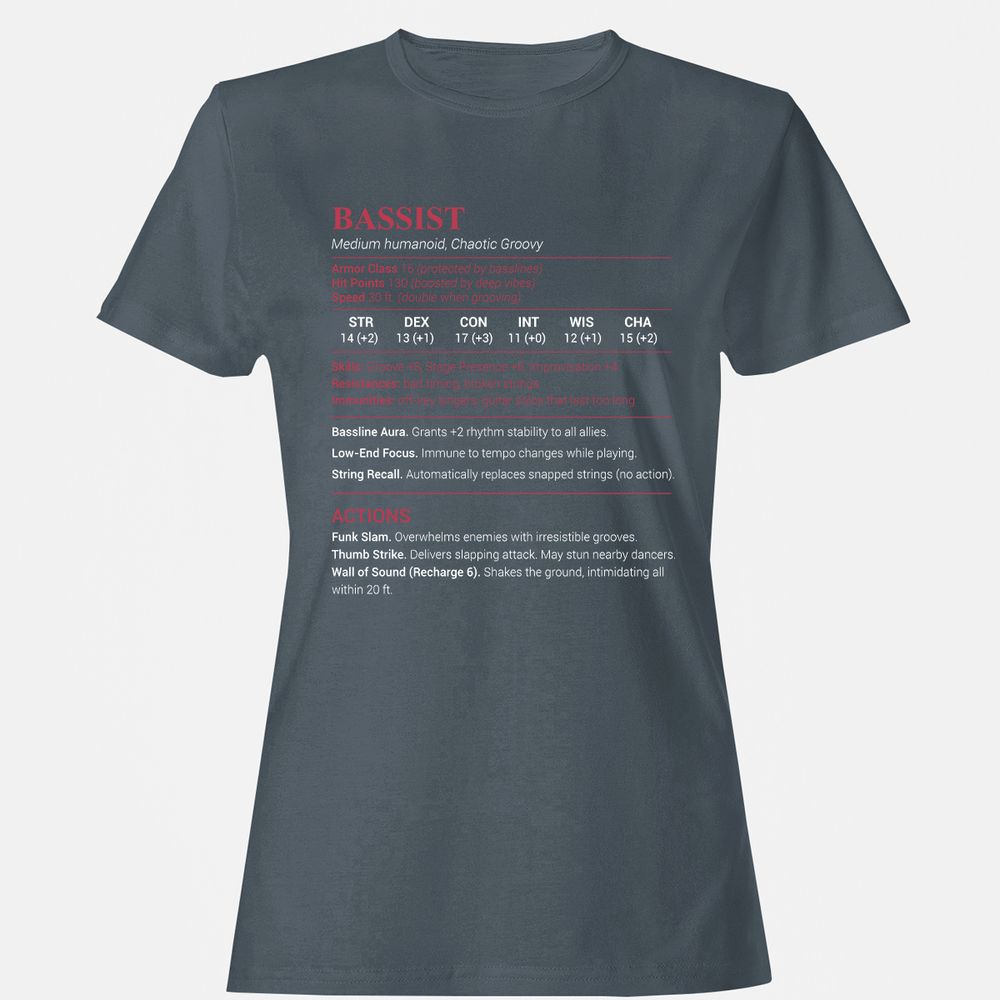 Bassist Stats Women's T-Shirt - Charcoal - 3