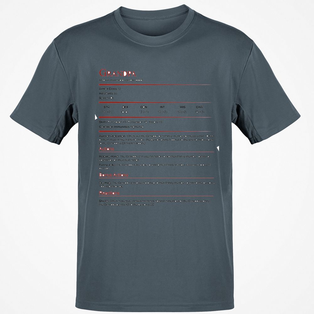 Grandpa Stat Block Classic Unisex T-Shirt - Charcoal - 3