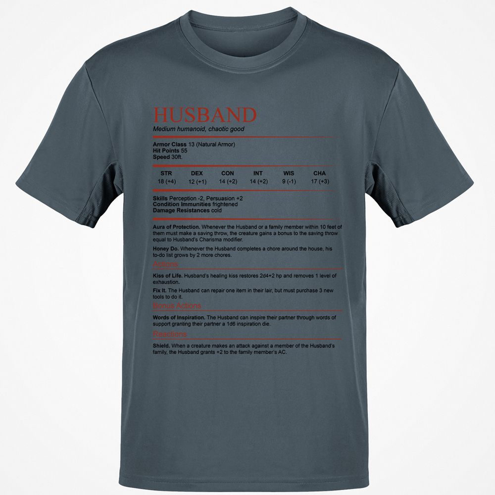 Husband White Classic Unisex T-Shirt - Charcoal - 3