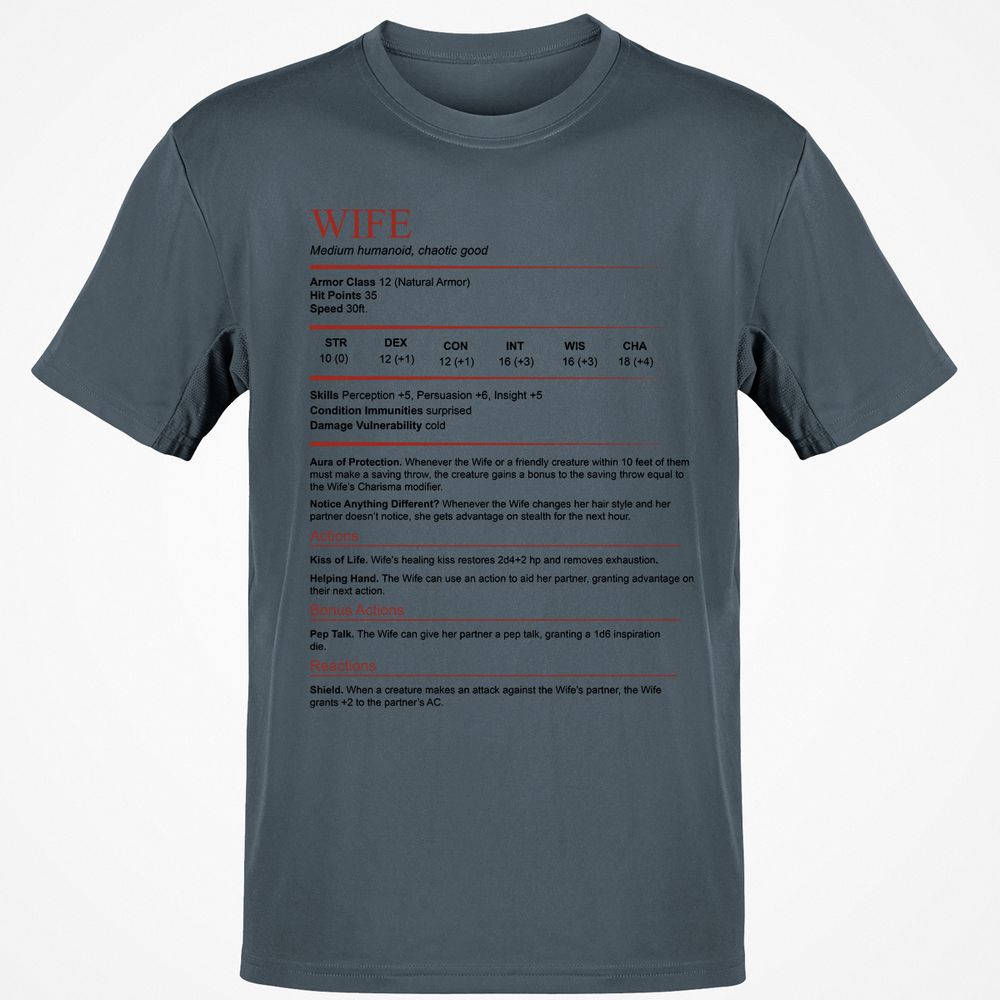 Wife White Classic Unisex T-Shirt - Charcoal - 3