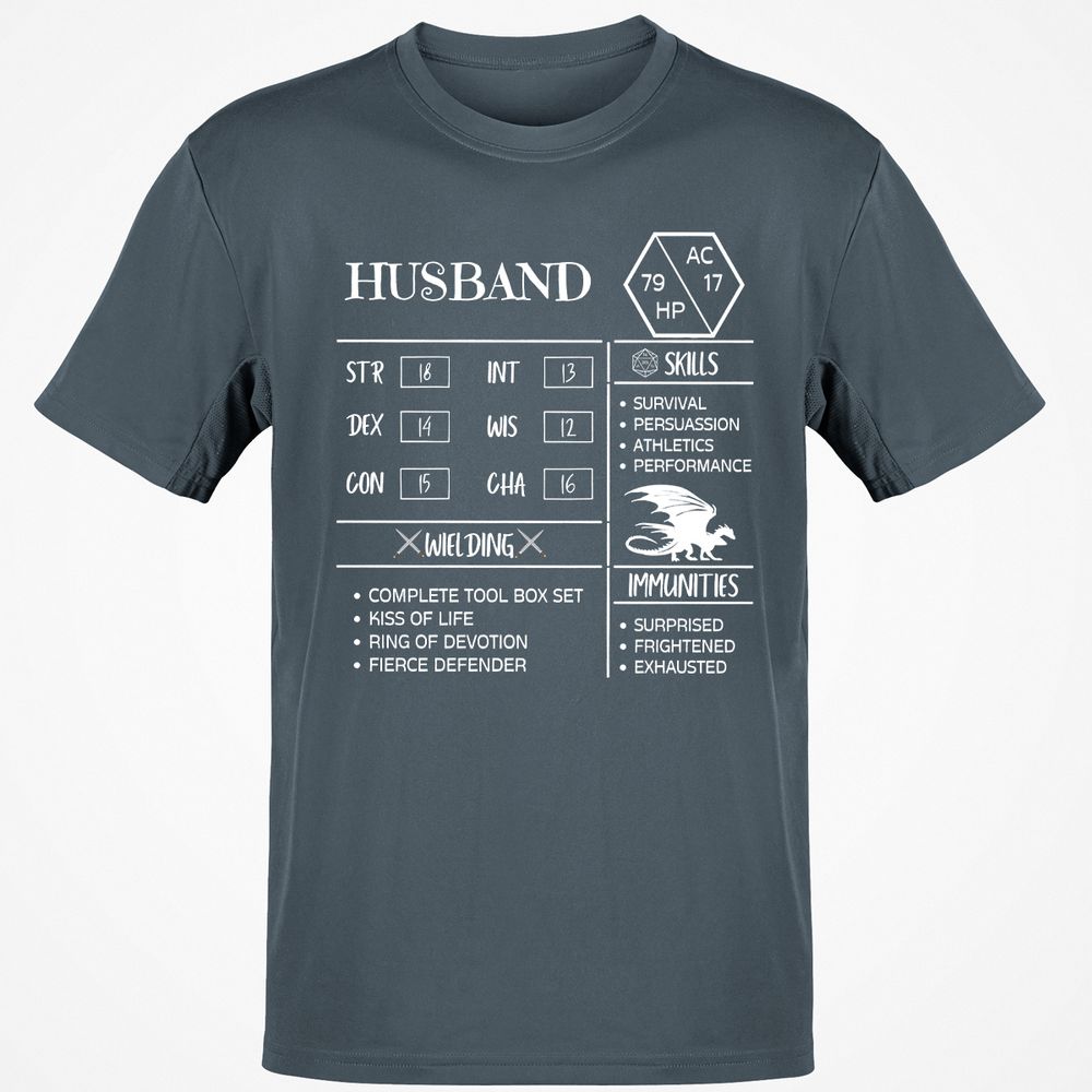 Husband Stats 2 Classic Unisex T-Shirt - Charcoal - 3