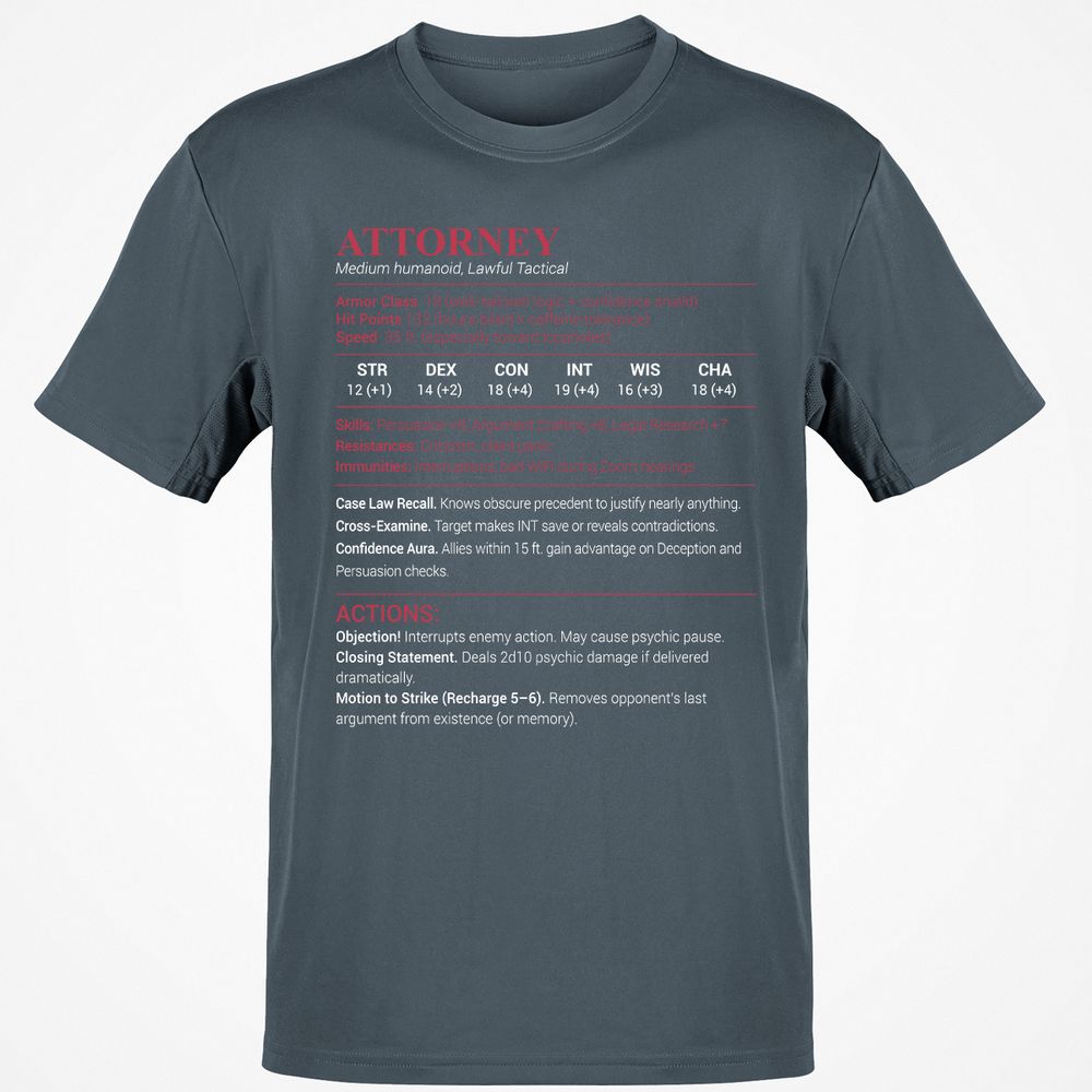 Attorney Stats Classic Unisex T-Shirt - Charcoal - 3