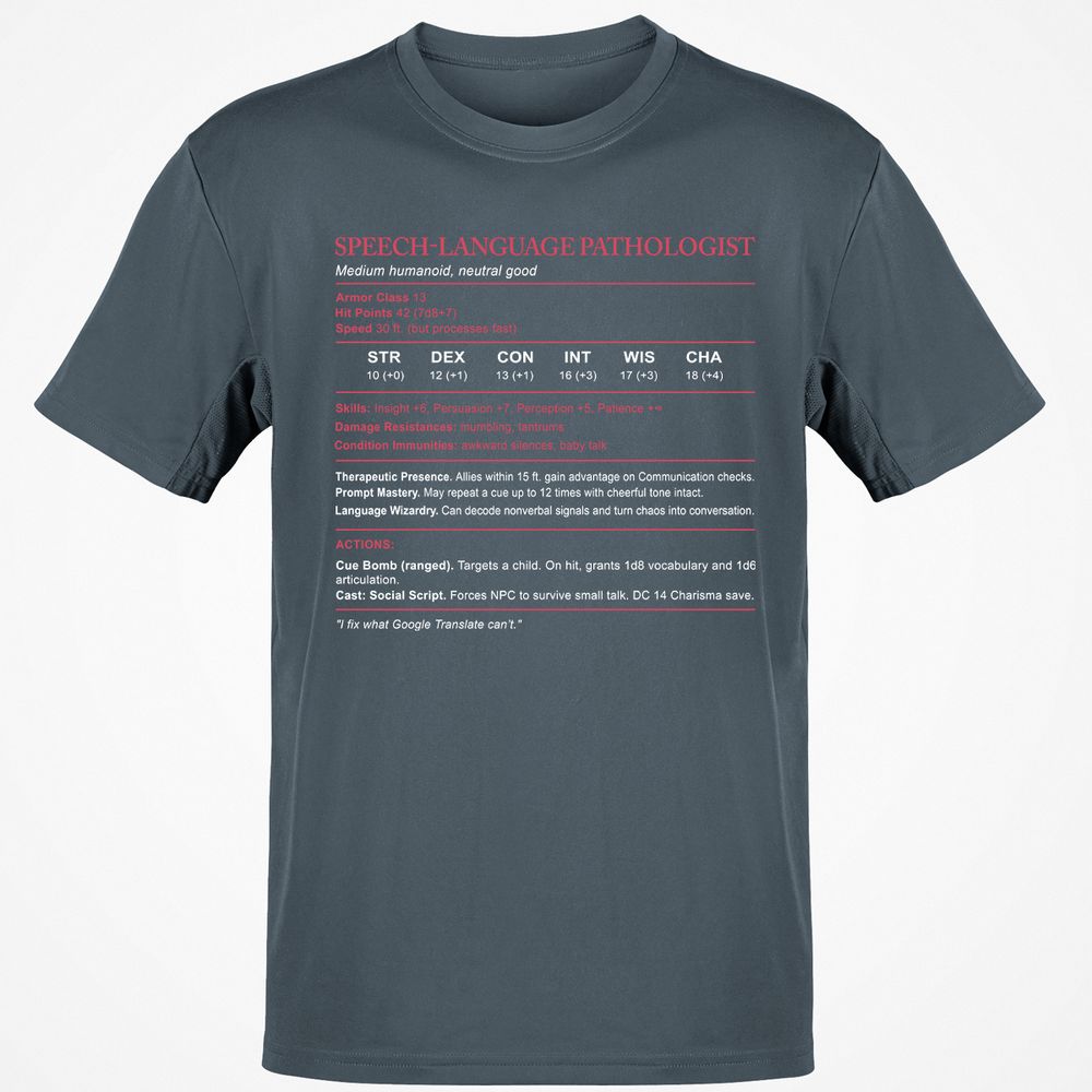 Speech Language Pathologist Stats Classic Unisex T-Shirt - Charcoal - 3