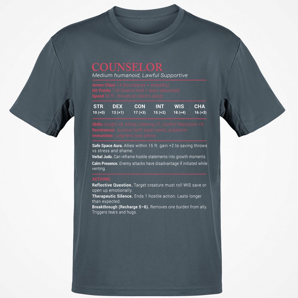 Counselor Stats Classic Unisex T-Shirt - Charcoal - 3