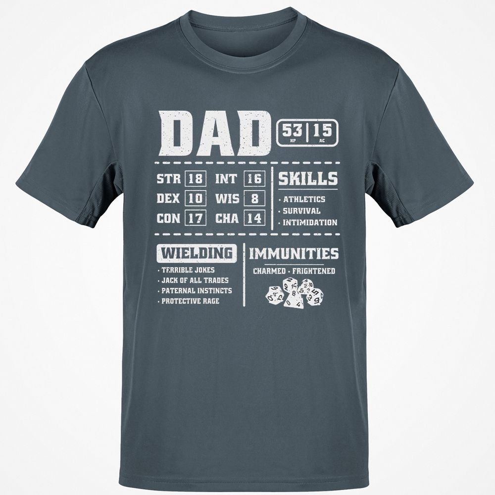 Dad Stat Block 2 Classic Unisex T-Shirt - Charcoal - 3