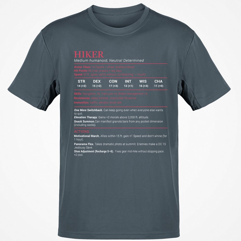 Hiker Stats Classic Unisex T-Shirt - Charcoal - 3