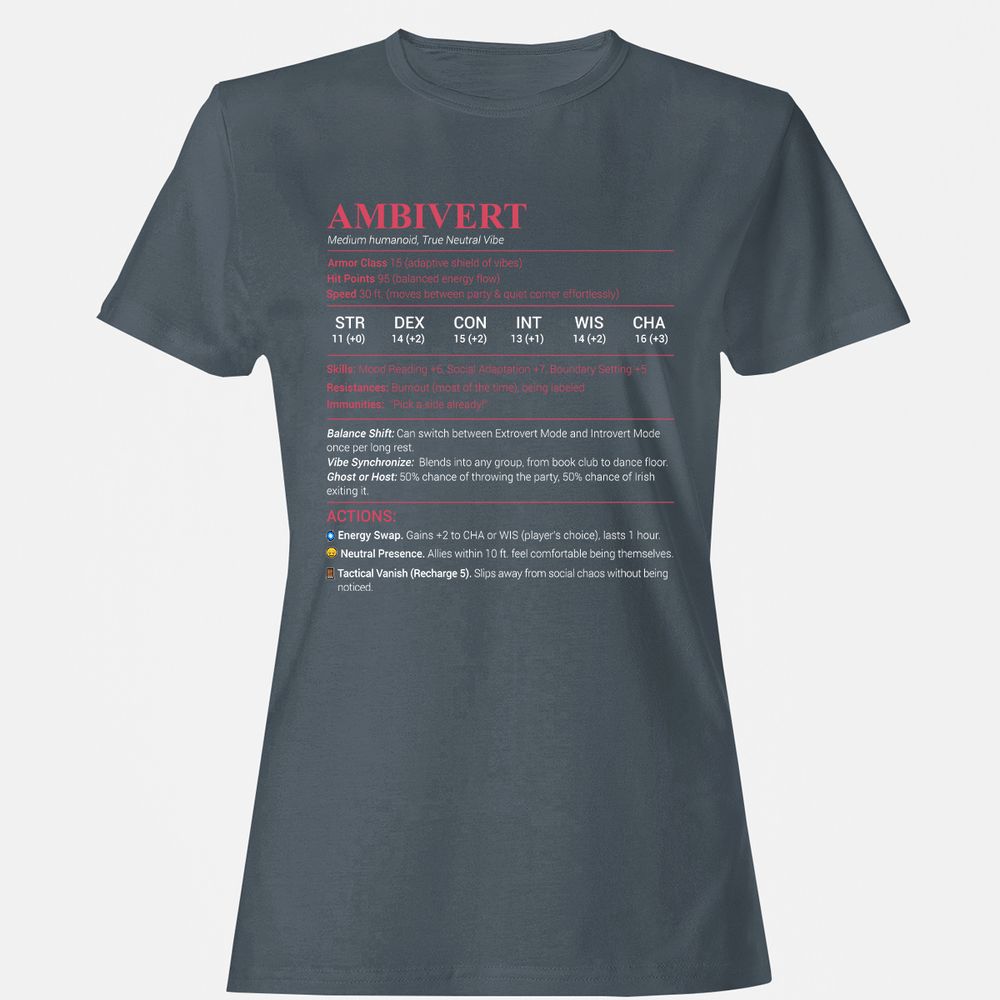 Ambivert Stats Women's T-Shirt - Charcoal - 3