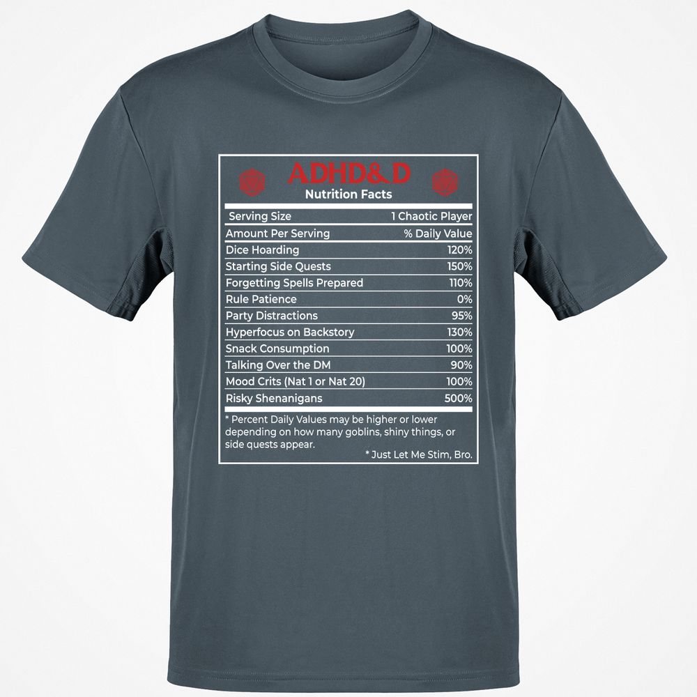 ADHD&D Nutrition Facts Classic Unisex T-Shirt - Charcoal - 3