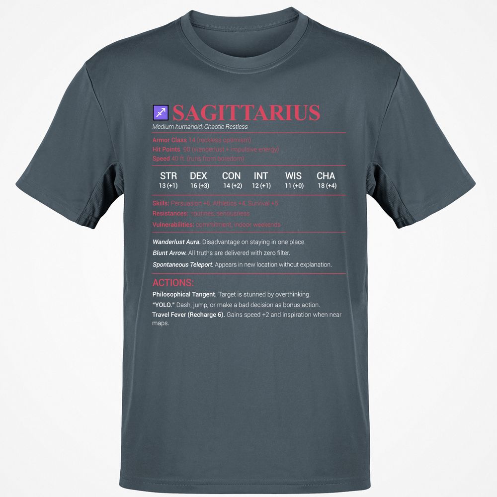 Sagittarius Stats Classic Unisex T-Shirt - Charcoal - 3