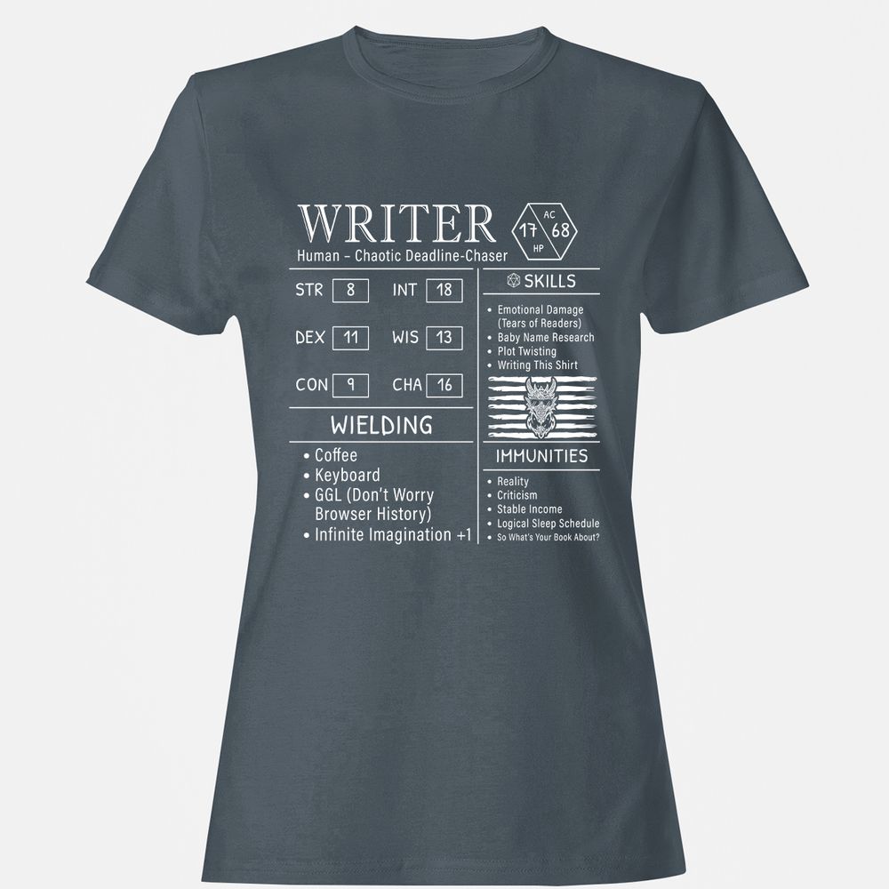 Writer Stats New Women's T-Shirt - Charcoal - 3