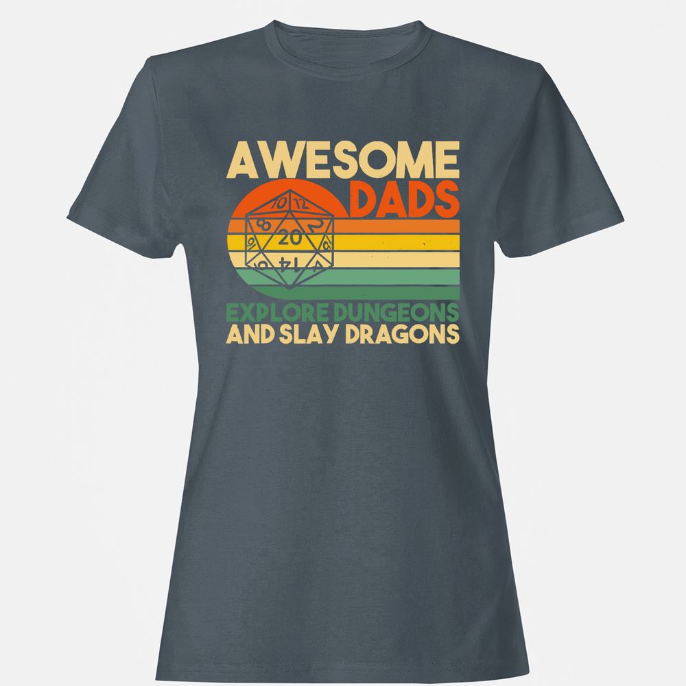 Awesome Dads Explore Dungeons Women's T-Shirt - Charcoal - 3