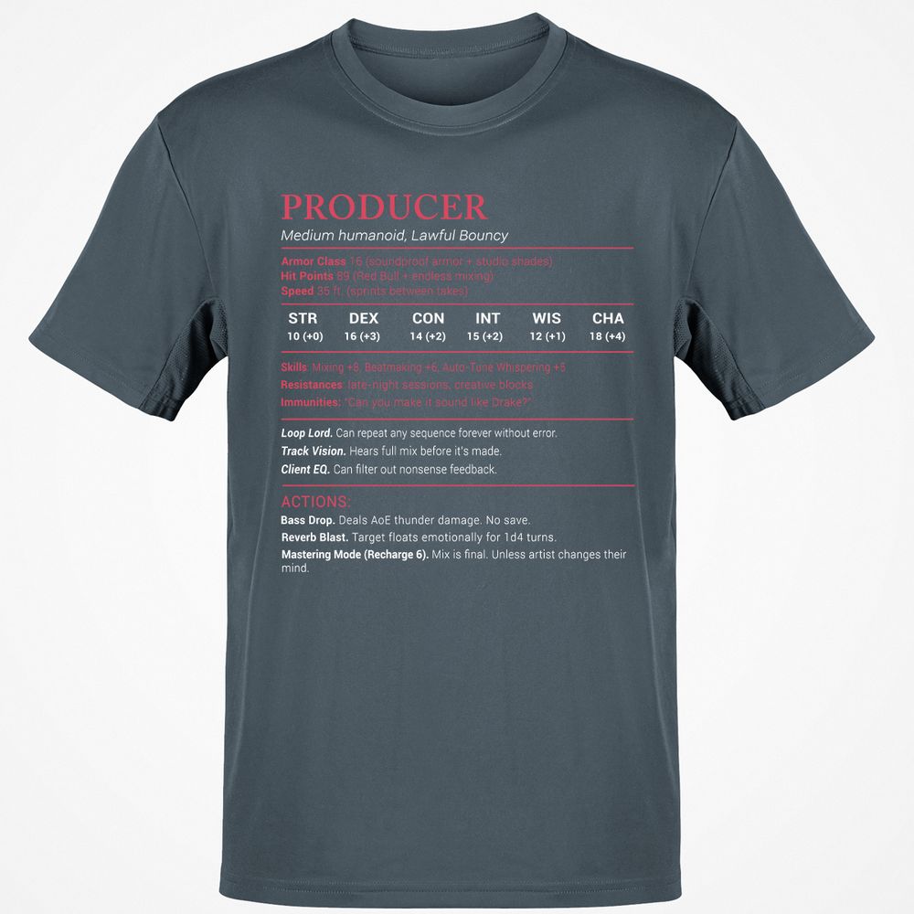Producer Stats Classic Unisex T-Shirt - Charcoal - 3
