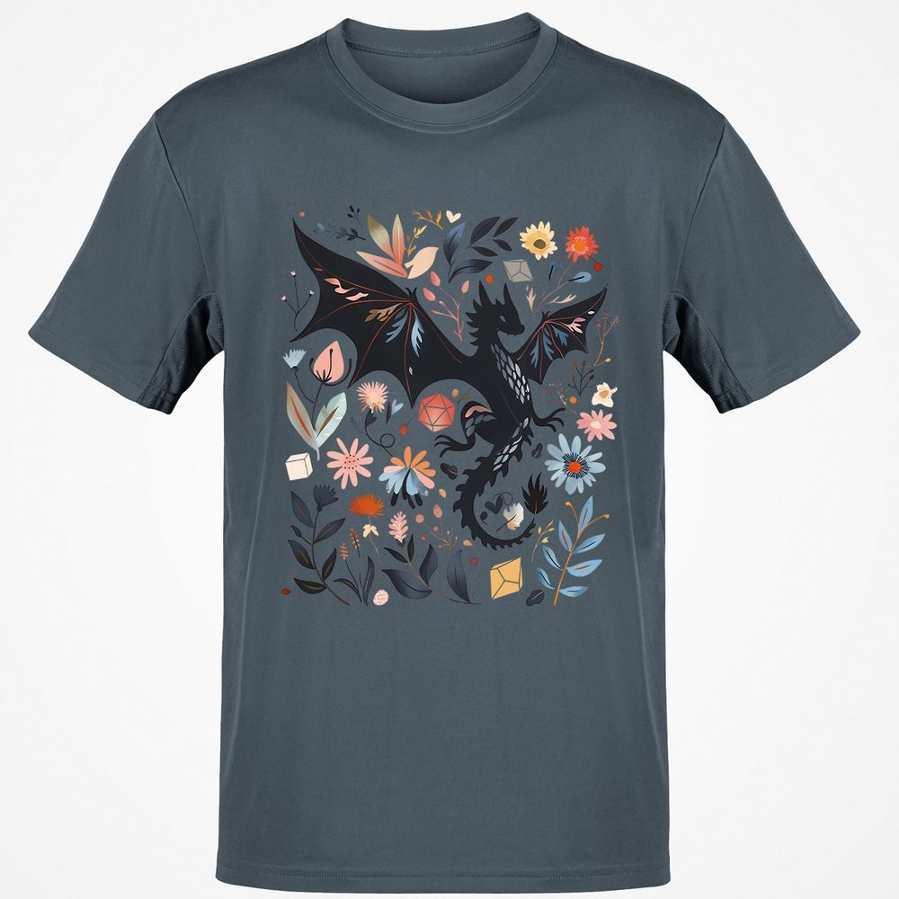 Floral DnD Dragon - Charcoal - 3