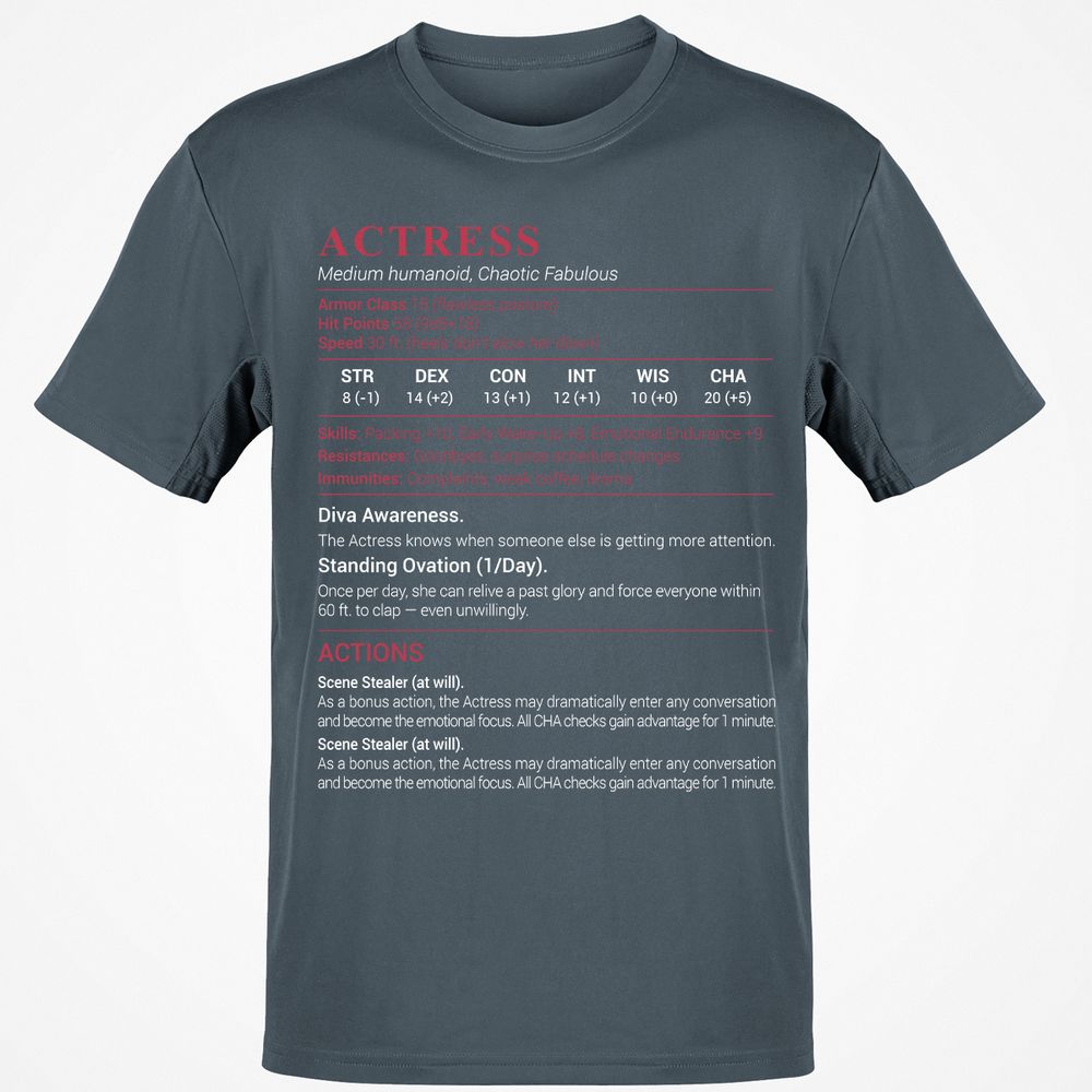 Actress Stats Classic Unisex T-Shirt - Charcoal - 3