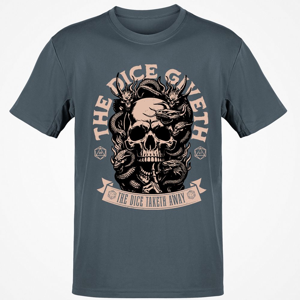 The Dice Giveth The Dice Taketh Away Classic Unisex T-Shirt - Charcoal - 3