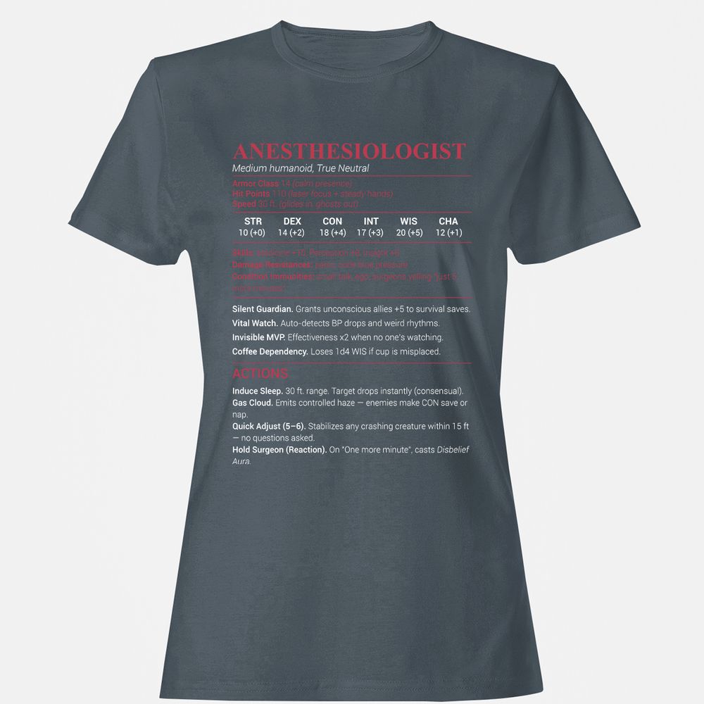 Anesthesiologist Stats Women's T-Shirt - Charcoal - 3