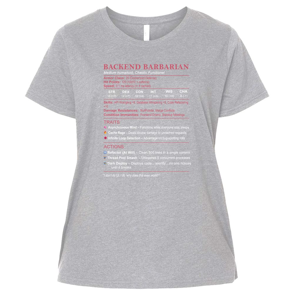 Backend Barbarian Stats Ladies Curvy Jersey - Heather - 3