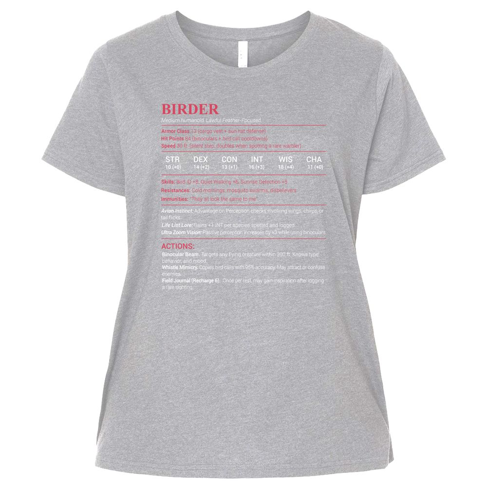 Birder Stats Ladies Curvy Jersey - Heather - 3