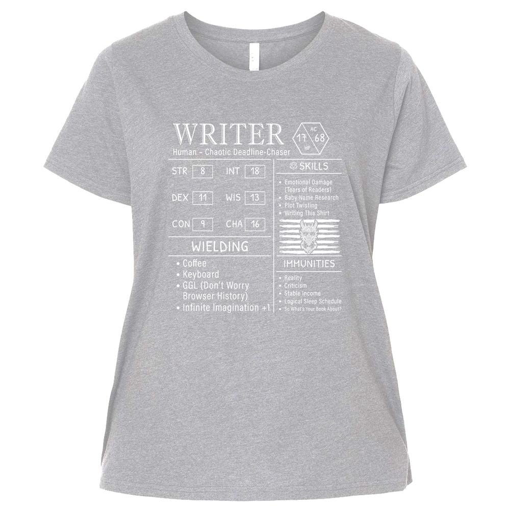 Writer Stats New Ladies Curvy Jersey - Heather - 3