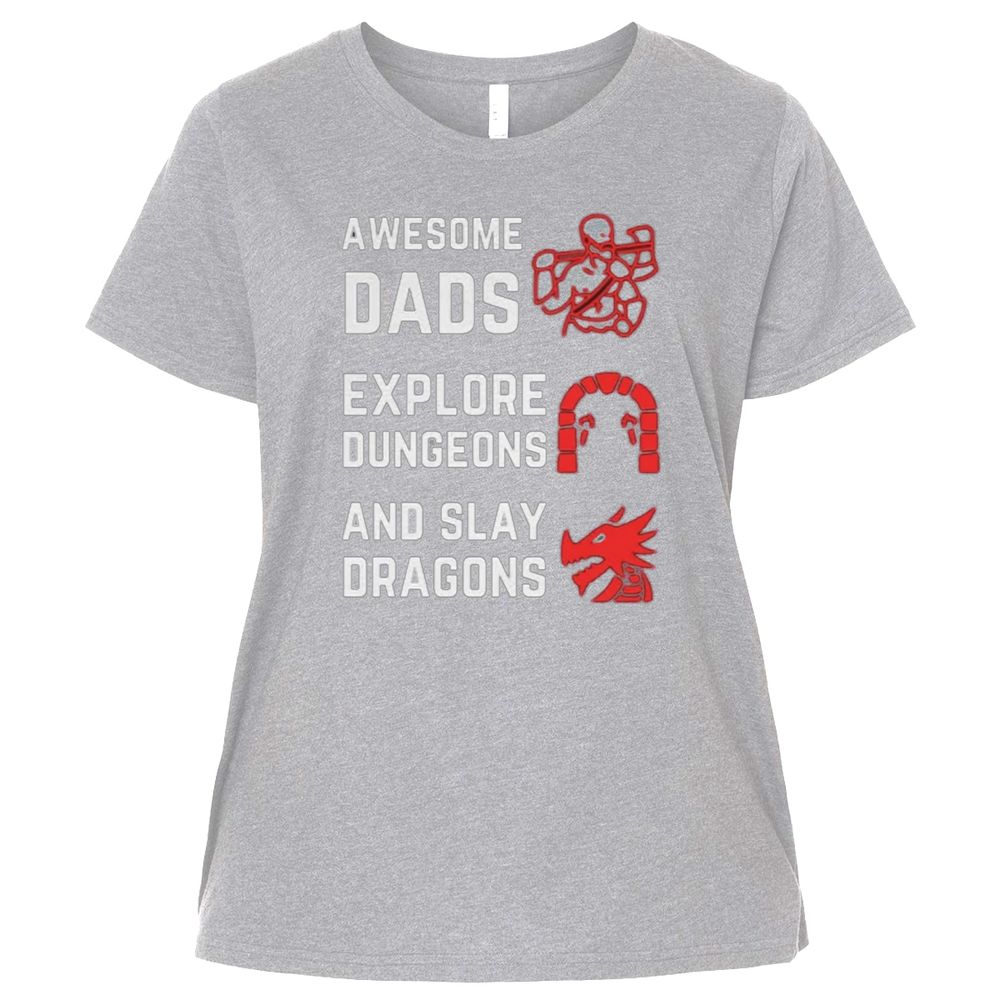 Awesome Dad Fathers Day Ladies Curvy Jersey - Heather - 3