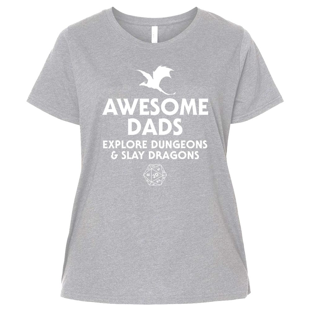 Awesome Dads Slay Dragons Ladies Curvy Jersey - Heather - 3