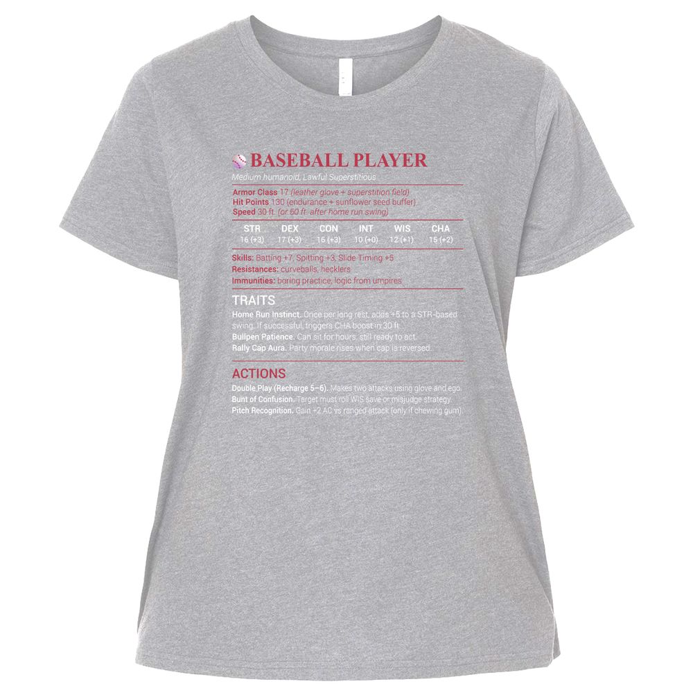 Baseball Player Ladies Curvy Jersey - Heather - 3