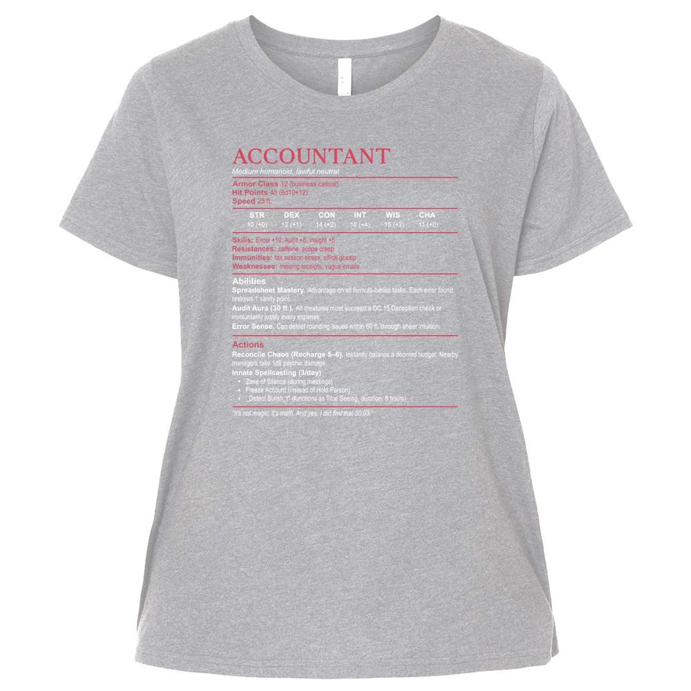 Accountant Stats Ladies Curvy Jersey - Heather - 3