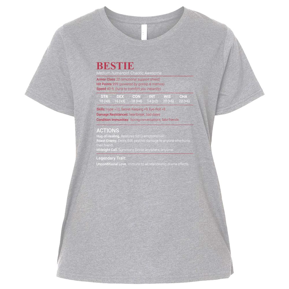 Bestie Stats Ladies Curvy Jersey - Heather - 3