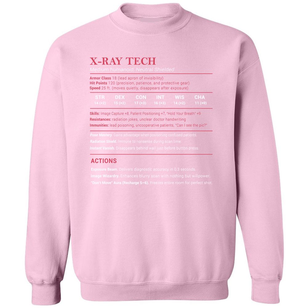 X-ray Tech Stats Classic Unisex Sweatshirt - Light Pink - 3