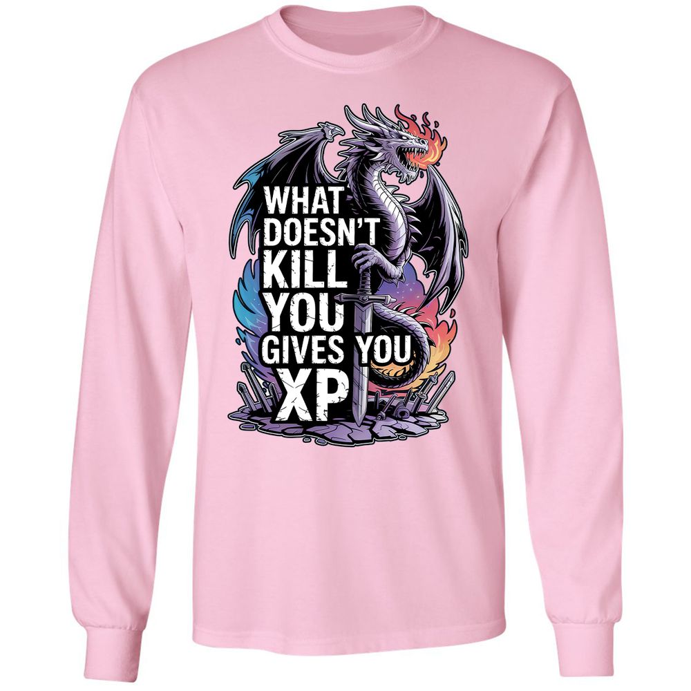 What Doesn't Kill You Dragon Long Sleeve T-Shirt - Light Pink - 3