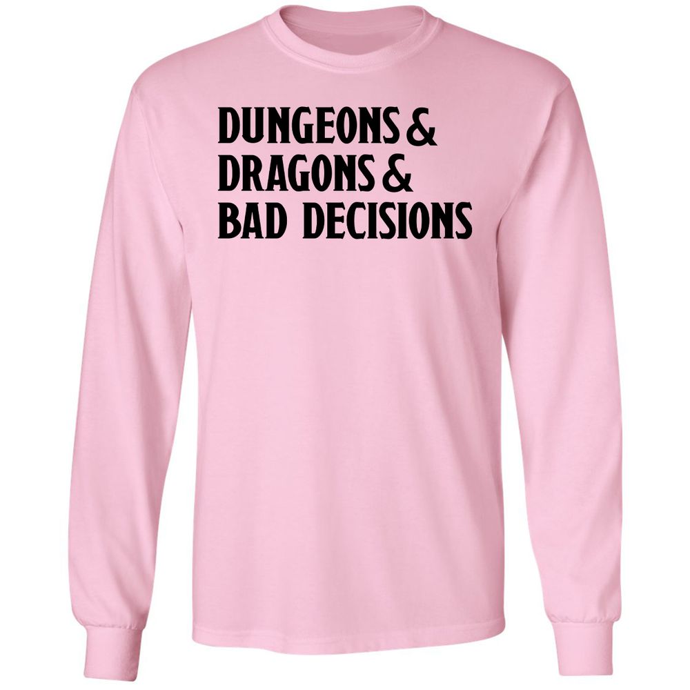 Bad Decisions Long Sleeve T-Shirt - Light Pink - 3