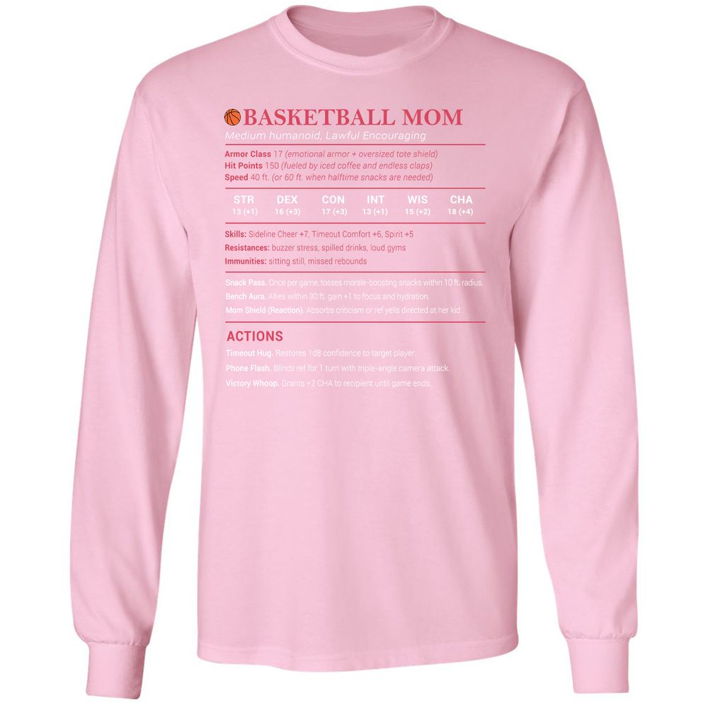 Basketball Mom Long Sleeve T-Shirt - Light Pink - 3