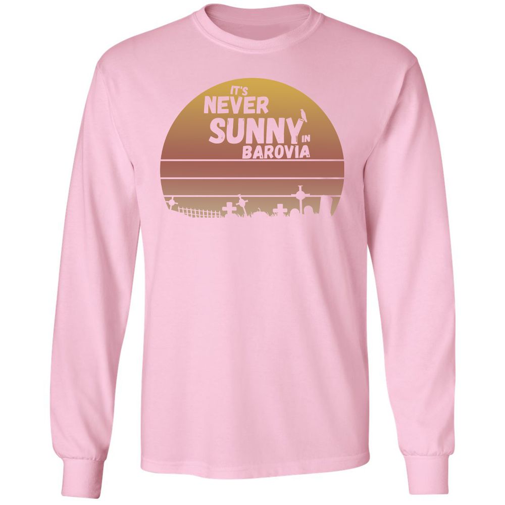 Vintage It's Never Sunny In Barovia Long Sleeve T-Shirt - Light Pink - 3