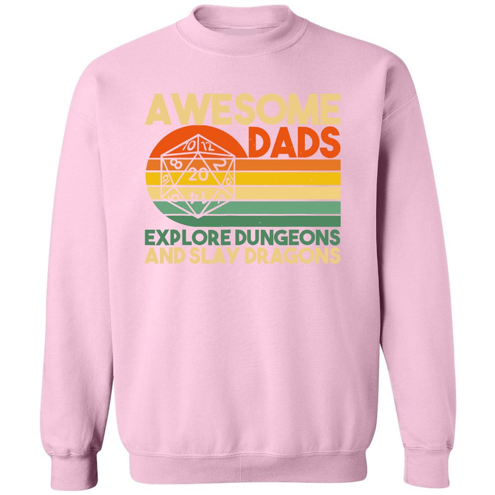 Awesome Dads Explore Dungeons Classic Unisex Sweatshirt - Light Pink - 3