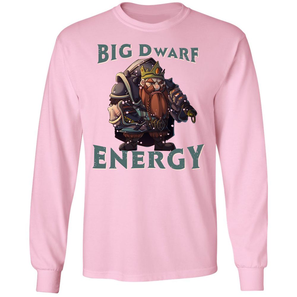 Big Dwarf Energy Long Sleeve T-Shirt - Light Pink - 3