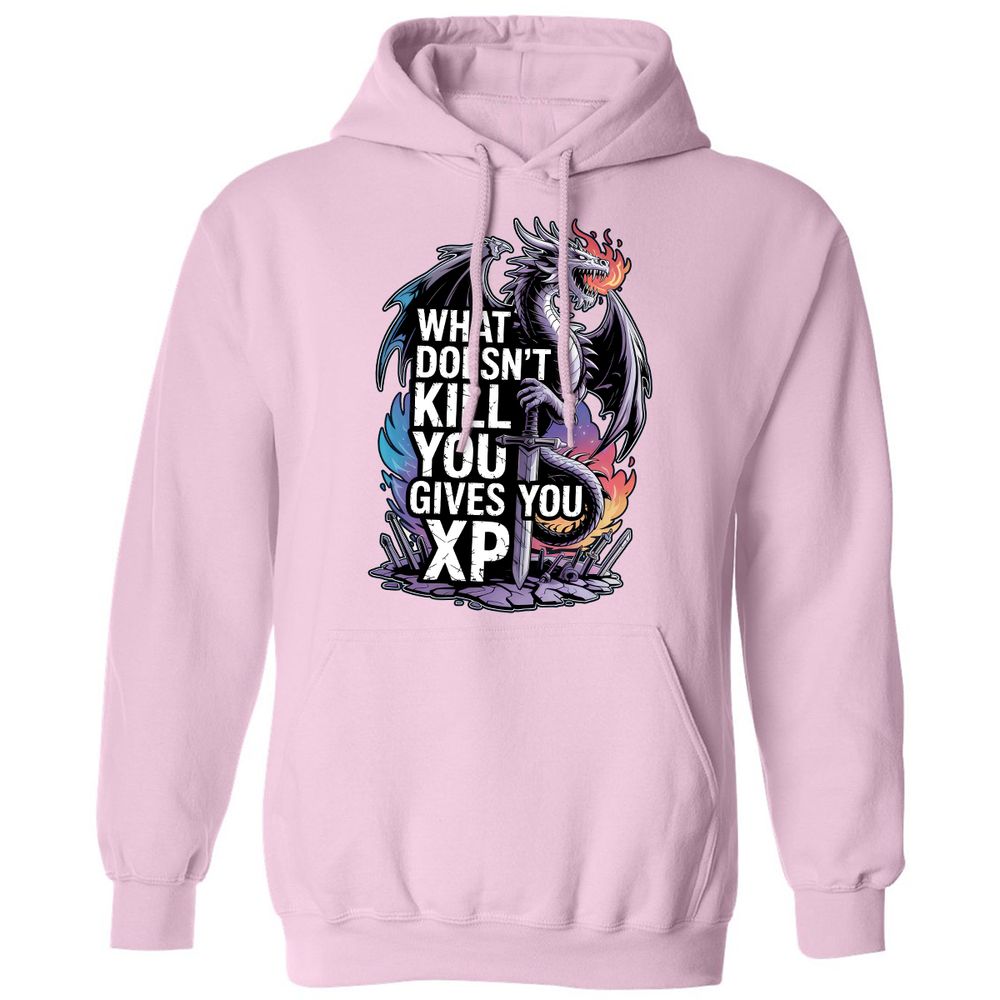 What Doesn't Kill You Dragon Classic Unisex Hoodie - Light Pink - 3