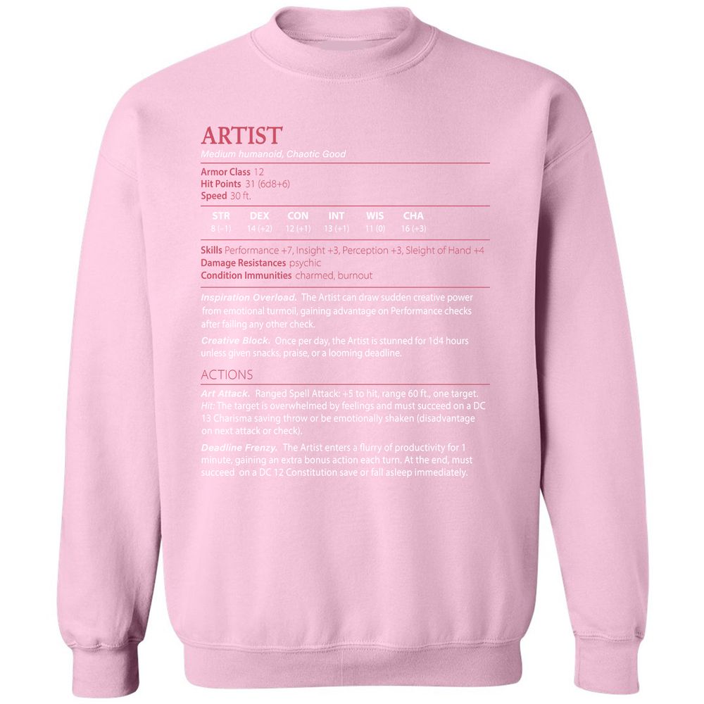 Artist Stats Classic Unisex Sweatshirt - Light Pink - 3