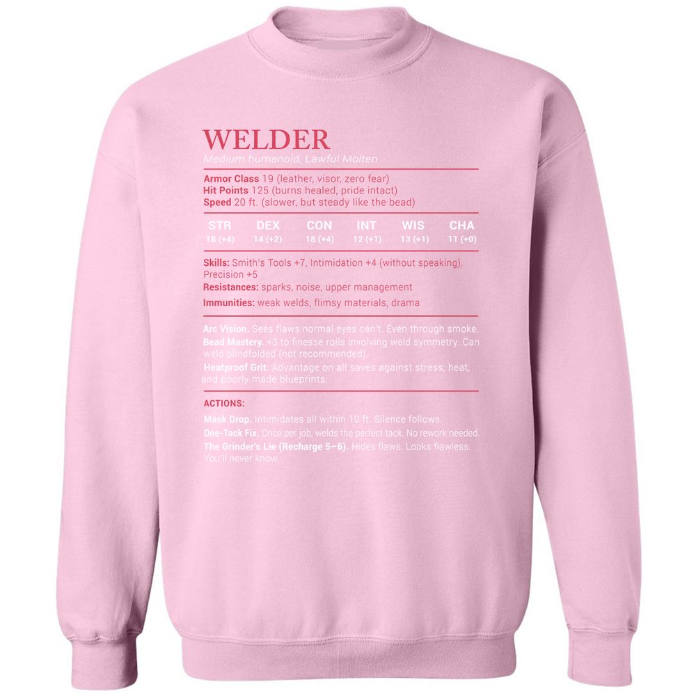 Welder Stats Classic Unisex Sweatshirt - Light Pink - 3