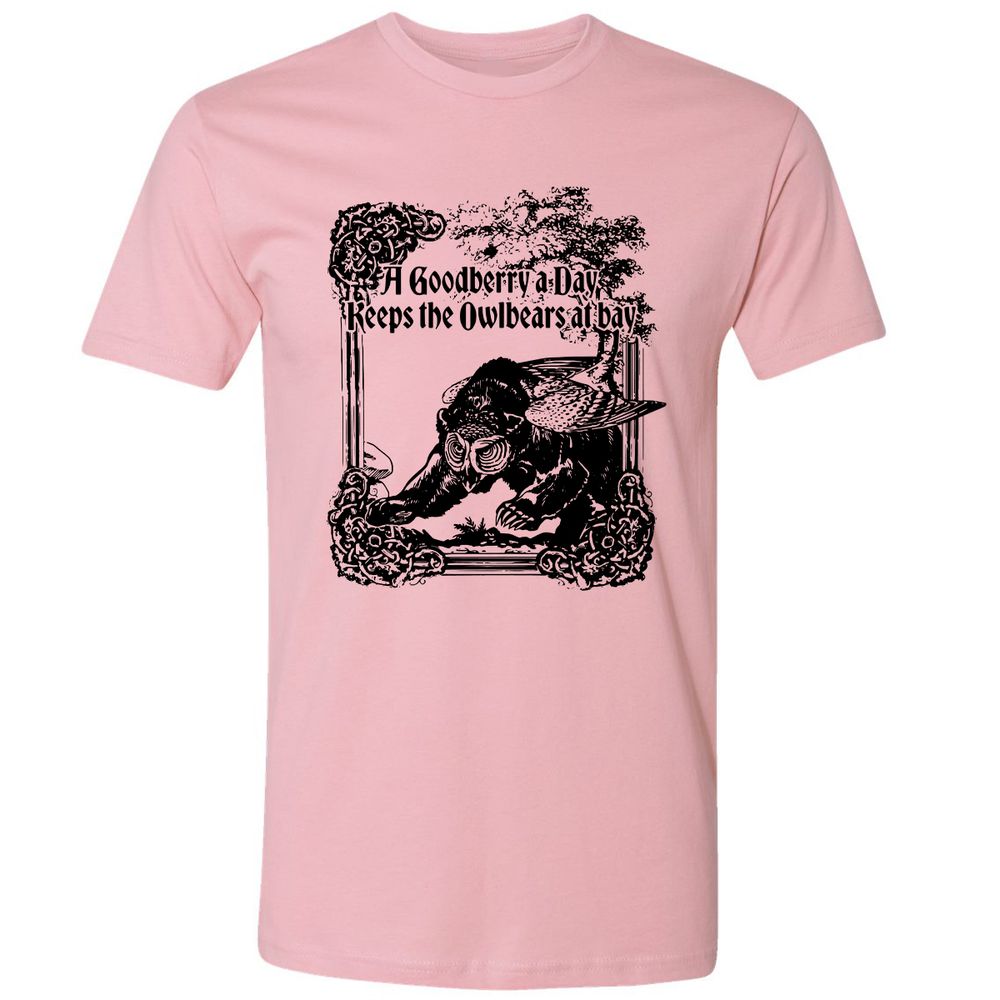 A Goodberry A Day Keeps The Owlbears At Bay Premium Unisex T-Shirt - Light Pink - 3