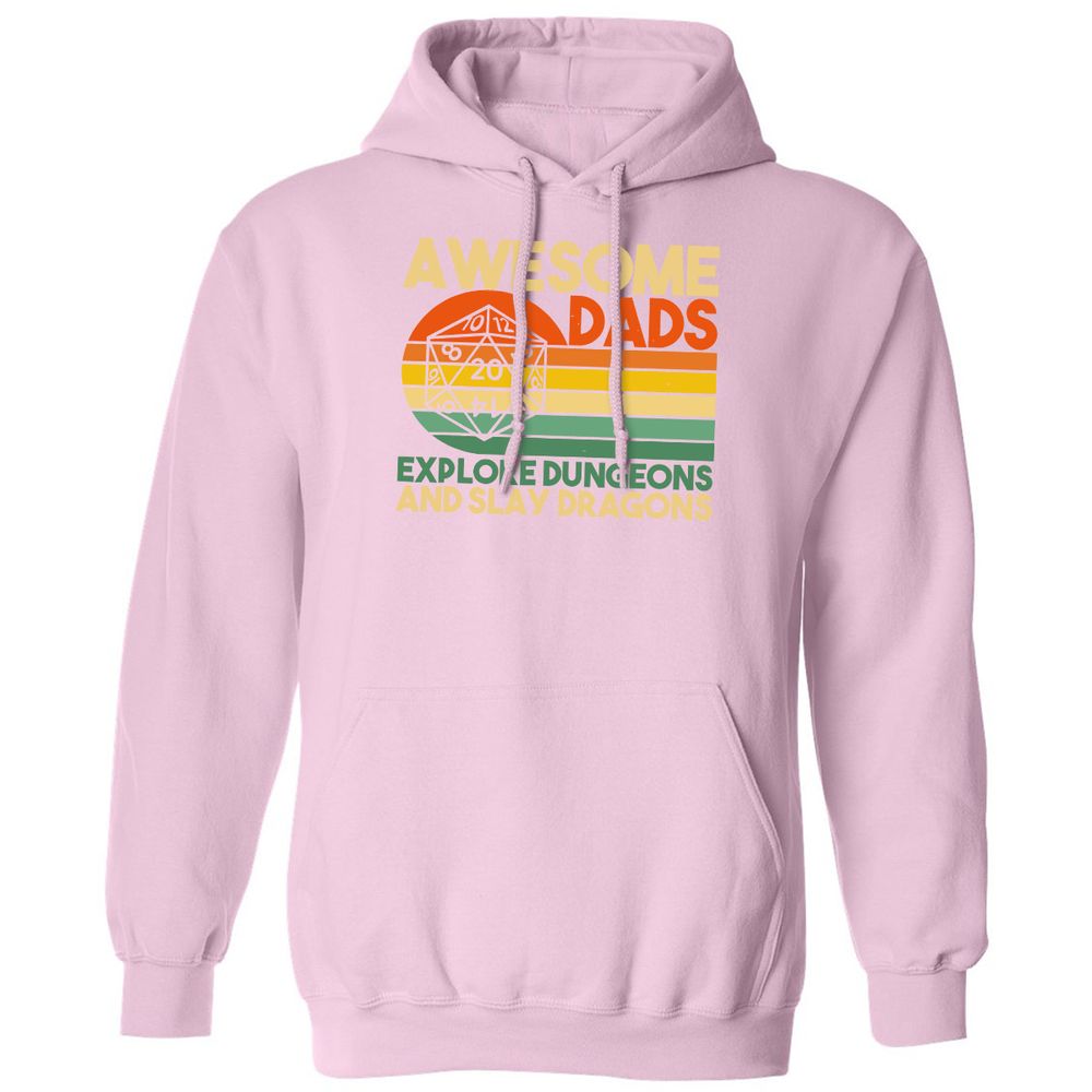 Awesome Dad Explore Dungeons Slay Dragons Classic Unisex Hoodie - Light Pink - 3