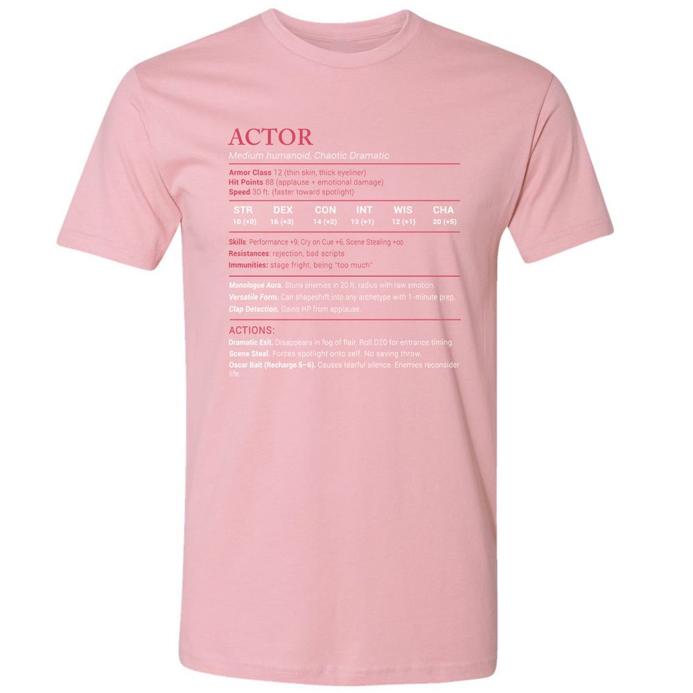 Actor Stats Premium Unisex T-Shirt - Light Pink - 3