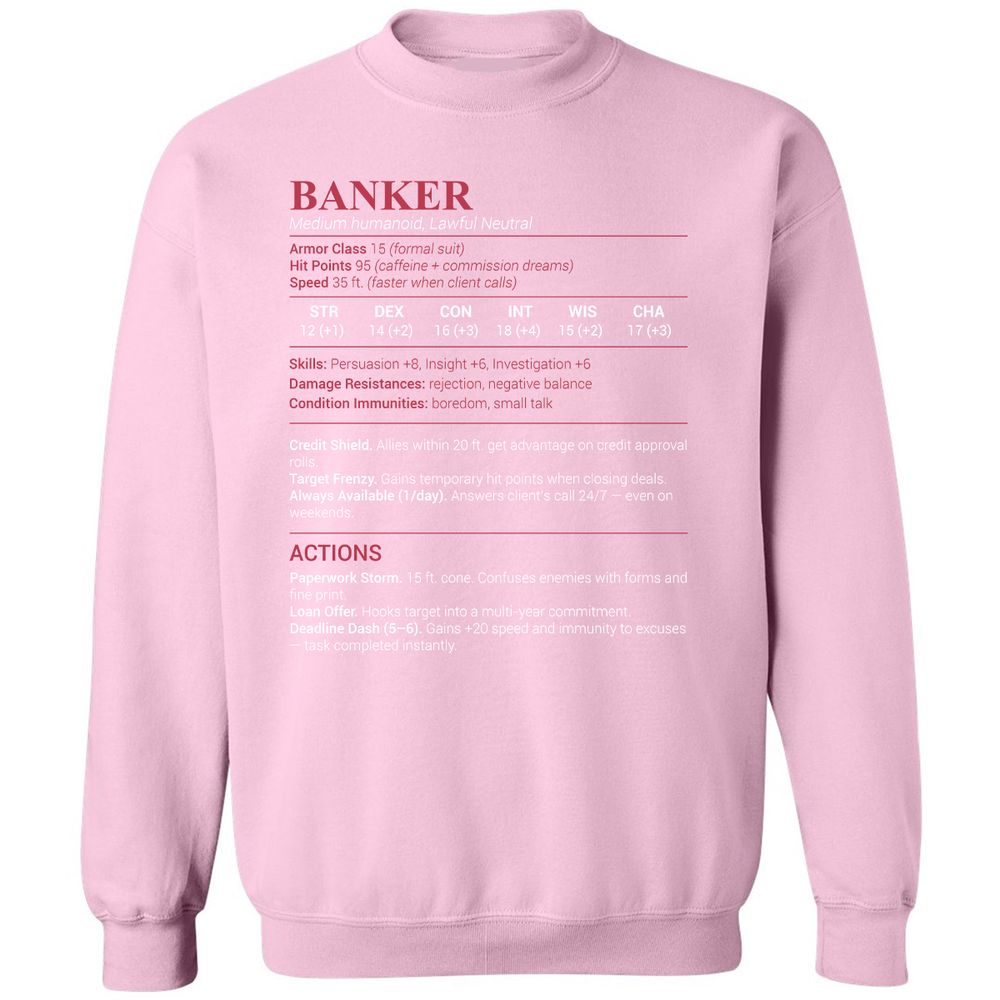 Banker Stats Classic Unisex Sweatshirt - Light Pink - 3