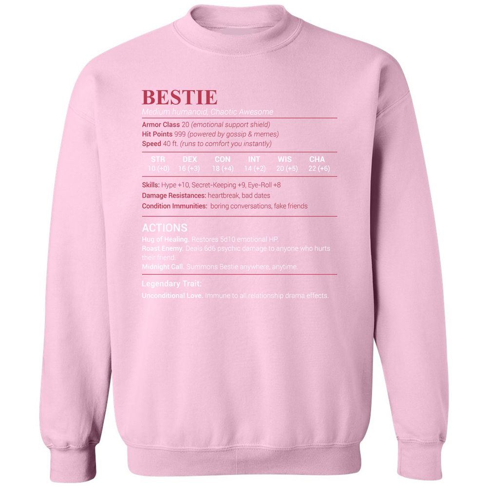 Bestie Stats Classic Unisex Sweatshirt - Light Pink - 3