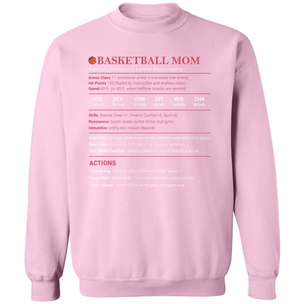 Basketball Mom Classic Unisex Sweatshirt - Light Pink - 3