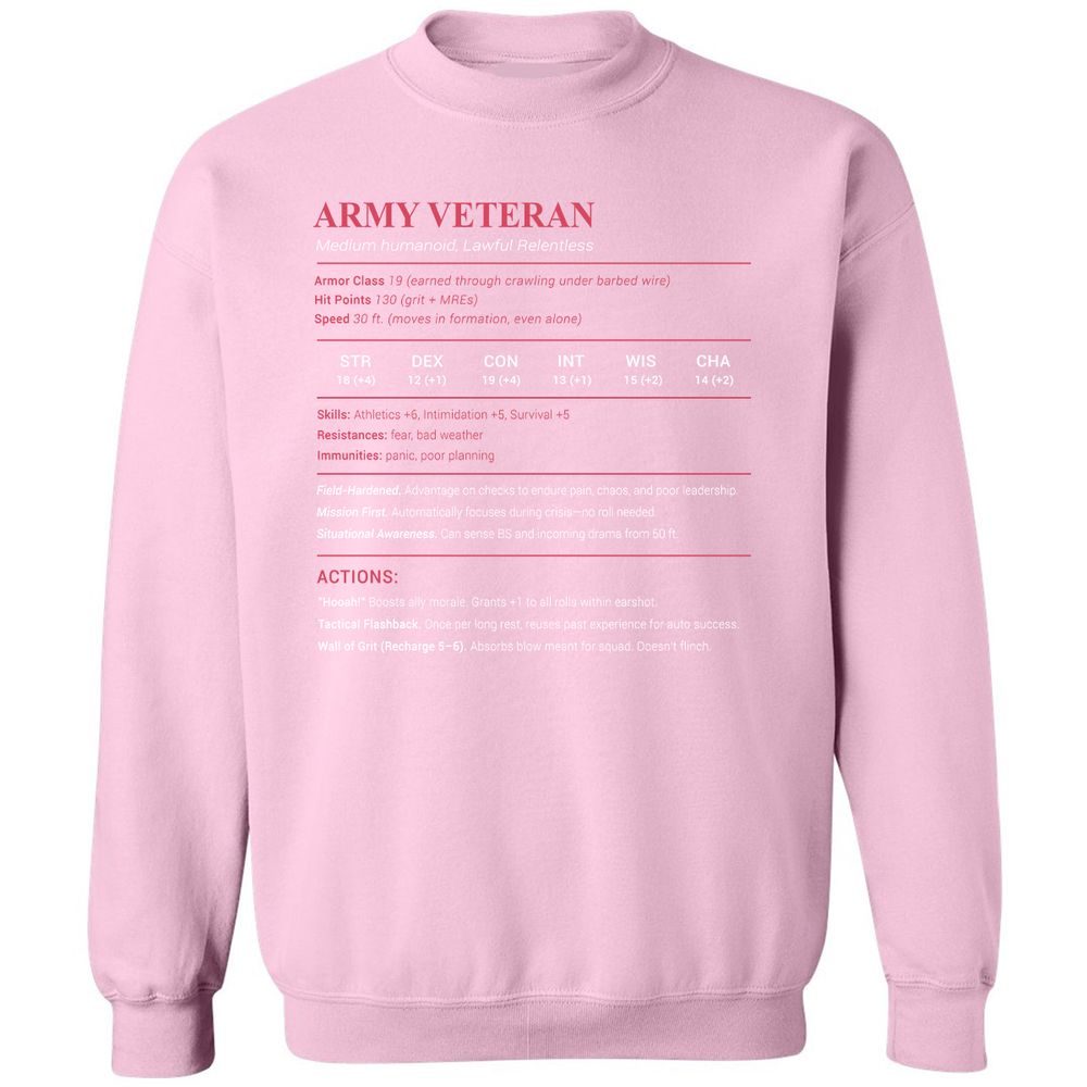 Army Veteran Classic Unisex Sweatshirt - Light Pink - 3