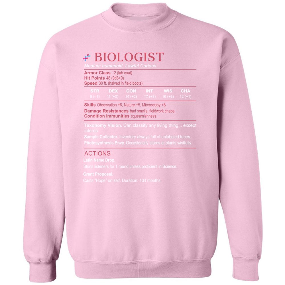 Biologist Stats Classic Unisex Sweatshirt - Light Pink - 3