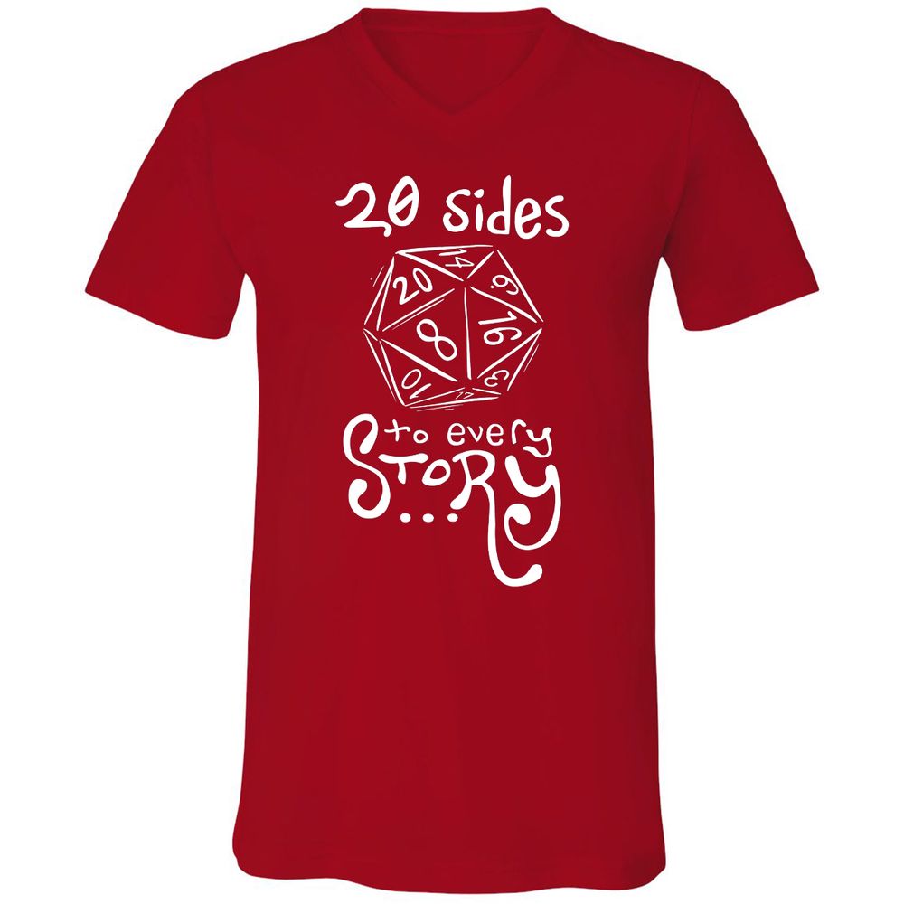 20 Sides to Every Story Unisex V-Neck T-Shirt - Red - 3