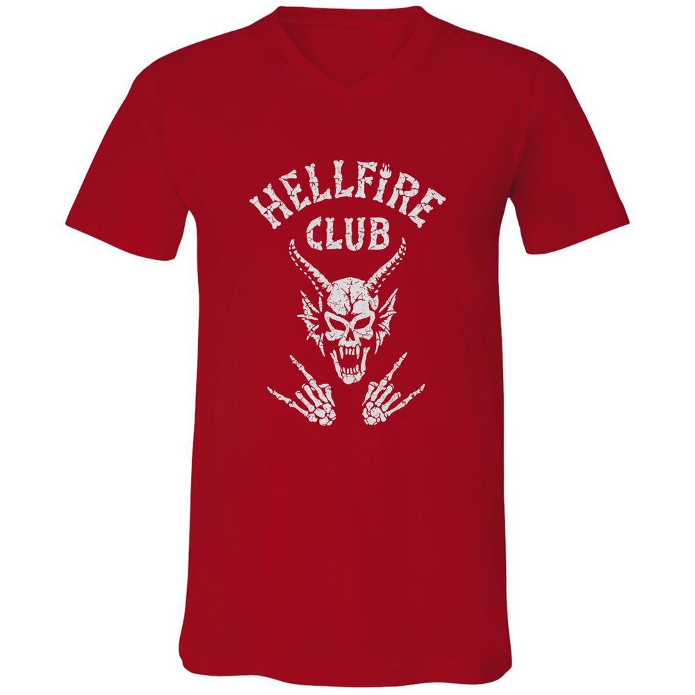 Hellfire Club Unisex V-Neck T-Shirt - Red - 3