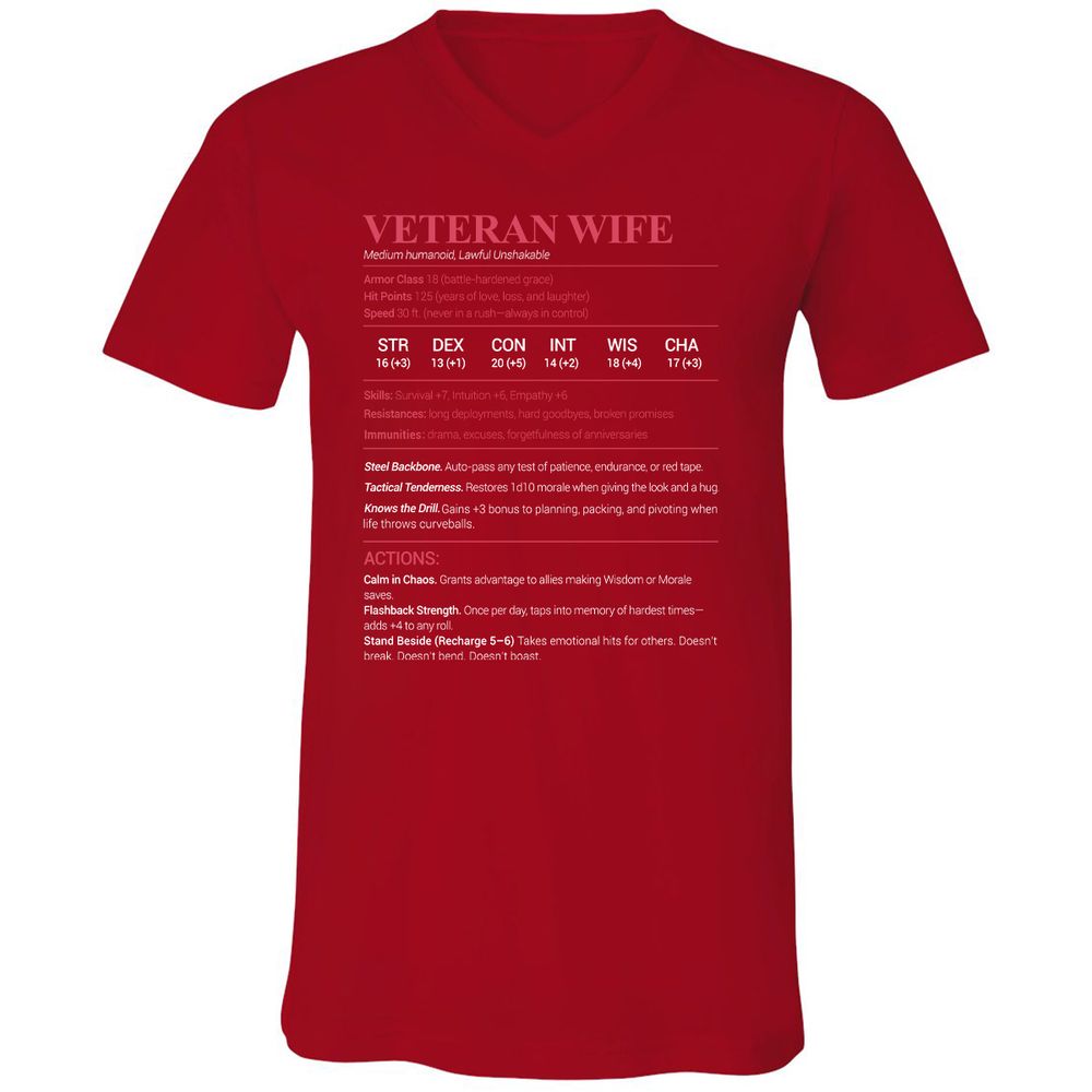 Veteran New Unisex V-Neck T-Shirt - Red - 3